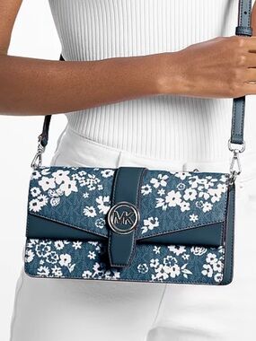 Michael Kors Greenwich Medium Flower Logo Convertible Shoulder Crossbody Bag